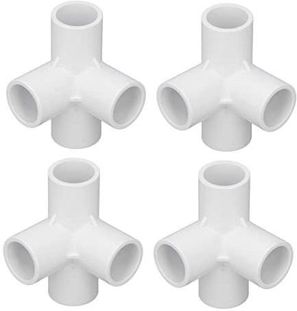 Connettori a 4 Vie di Raccordi per Tubi, Raccordi in PVC per Tubi 'acqua, Mobili, Giunti in Serra e Connessioni della Tenda con Finitura Lucida Ad Alta Gloss, Maniche Profonde