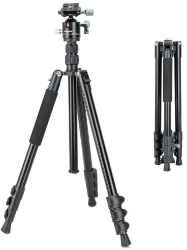 Koolehaoda 70 Tripod for Camera, Aluminum Lightweight and Foldable Travel Tripod with 360° Ball Head Load Capacity 22lbs, Portable Travel Outdoor Tripods for DSLR Camera and Phone