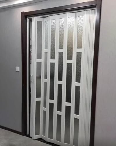 ZIMGOD Concertina Door Retractable Folding Door Oak Texture, Doorway Sliding Door for Internal Kitchen, Foldable Privacy Gate with Handle & Hardware, Customizable Screen Door(120x210cm (47.2x82.7))