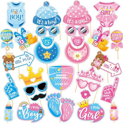 Baby Fotostand Requisiten Geschlecht Reveal Party Junge oder Mädchen Dusche Geburtstags, er oder sie Fotografie Hintergrund für Geschlecht Reveal Baby Dusche Supplies