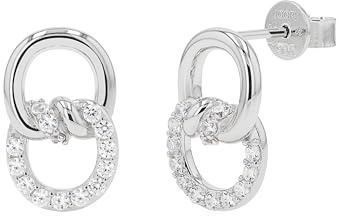 JOOP! Ohrstecker für Damen, Sterling Silber 925 mit Zirkonia, 15 mm, Silber, Geschenkidee, kommt in Schmuck Geschenk Box, 2100819
