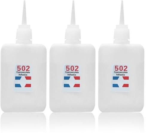 3 Stück 502-Kleber, schnell trocknend, starker Kleber für Kunsthandwerk aus Kunststoff, Holz, Metall, Keramik, Leder (50 g)