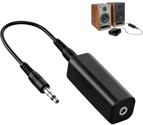 BaZuyunMd Ground Loop Isolator Entstörfilter mit 3,5 mm Kabel, Audio Filter für Autoradio und Heimstereo, Schwarz, Rauschunterdrückung, 1 Stück