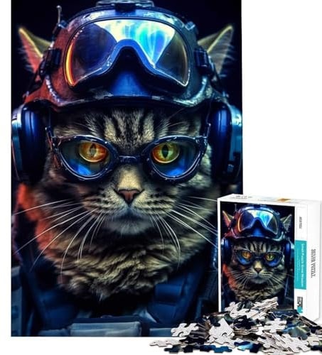 SOF Warrior Cat Unmögliches Puzzle für Erwachsene 1000 Teile Gehirn- und Intelligenzherausforderung süchtig machendes Spielzeug Geschenk zum Geburtstag für Familienspaß (Größe 38x52cm)