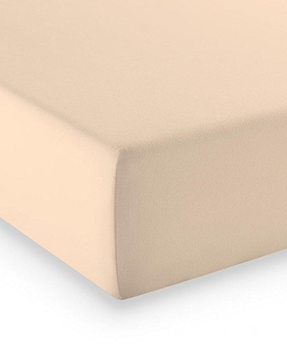 fleuresse Premium Jersey-Elasthan Spannbettlaken - alle Größen und viele Farben - Comfort 150x200 cm Natur