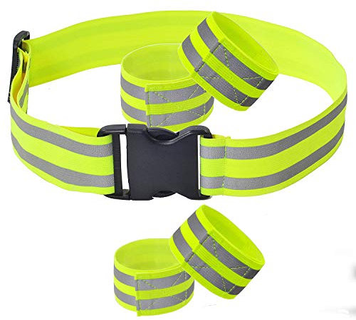 FUCNEN Reflektierendes Band Reflektorbänder Set Dehnbares Sicherheit Band für Laufen Joggen Walking Wandern Radfahren hohe Sichtbarkeit reflektorbänder Fahrrad Reflektierender Gürtel Herren/Damen