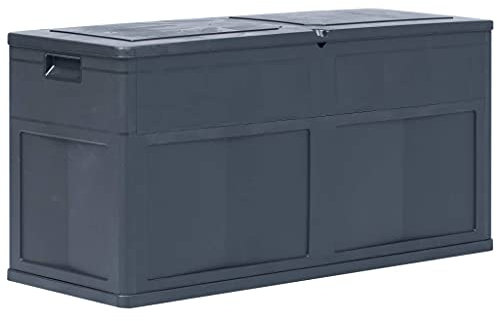 vidaXL Black Garden Storage Box, Weather- Plastic Toolbox, Indoor and Outdoor Use, 320 L Capacity, Easy to Assemble