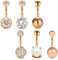 Mayhoop 6er Bauchnabelpiercing Set Chirurgenstahl Rosegold 10mm Stablänge Piercing 14G Bauchnabel Schmuck