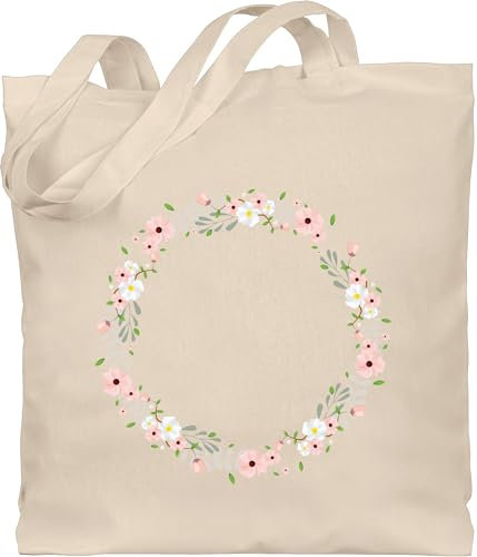 Baumwolltasche - Blumen & Pflanzen - Blumenkranz - Unisize - Naturweiß - tote bag flowers aesthetic pflanze pride bauwollbeutel beutel lange henkel plant flower jutebeutel mit plants blumenkranz,