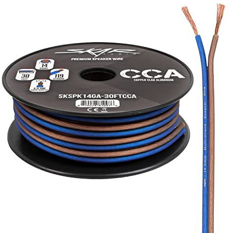 Skar Audio 14 Gauge AWG Audio Speaker Wire - 30 Feet (Blue/Brown)