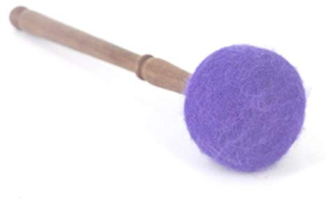 Inzopo Tibetische Buddhismus-Klangschale aus Holz mit Wollfilz, 28 cm, Violett