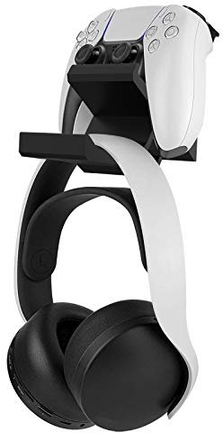 Linkidea Double manette de jeu et support pour casque, support mural pour casque de jeu, crochet pour PS5, Xbox ONE, contrôleur de jeu, casque Pulse 3D (noir)