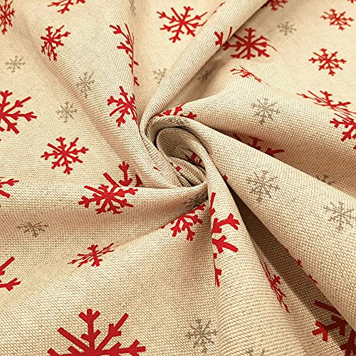 Snowflake – Halb Panama Leinen mit Schneeflocken – Beige/Natur per Meter | Weihnachtlicher Leinenstoff für Dekorationen