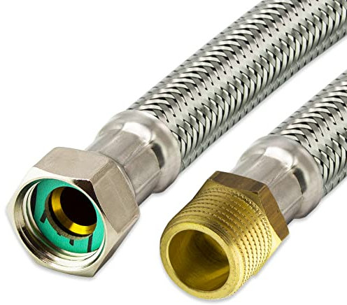 Flexschlauch Edelstahl - Panzerschlauch Anschlussschlauch für Sanitär, Heizung, WC, Solar, Hauswasserwerk - Made in Germany (3/4 AG x 3/4 ÜM - 50 cm, DN19)