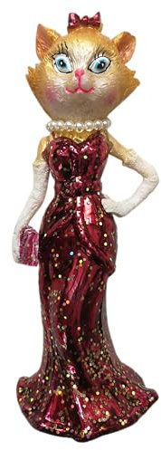 Katze im Kleid Cat Lady Weihnachtsbaumkugel Glas Christbaumschmuck Weihnachten