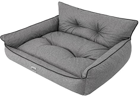 DOGGY Hundebett Haustierbett Hundeliege Gesteppt Hundekissen Bett Sofa Hundematratze Tierbett Hundesofa Matratze, Graphit Ökoleinen, XXXL - 132 x 106 cm