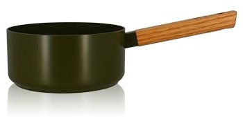 OGO LIVING - CASSEROLE ECTOR 18CM ALU REVÊTEMENT CÉRAMIQUE KAKI AVEC MANCHE BOIS - 7930291