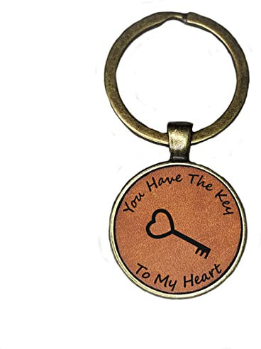 You Have The Key To My Heart, Leather Engraved Gift Key Chain for Couples, Partner, Him, Her Keyring