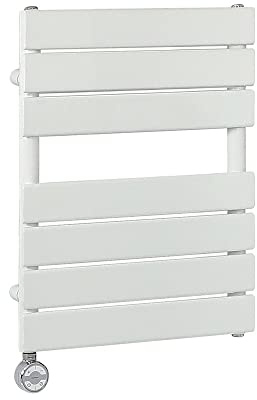 Milano Lustro 400W White Flat Panel Electric Heated Towel Rail Thermostatic - 600mm x 400mm