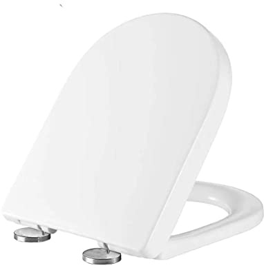 SouNor TU989 - Asiento de inodoro pequeño UF en forma de D, cuenco compacto y pequeño, fácil de instalar, color blanco