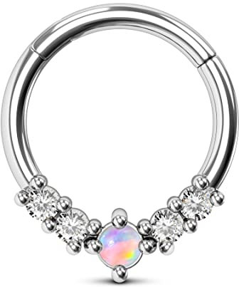 CM Crareesi Mania Opal Nasenpiercing Ring Chirurgenstahl Nasenring Gold Septum Piercing Schmuck 16G Daith Piercing 316L Edelstahl Schmuck