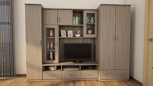 Meblast - Wohnwand Wohnzimmer BOSMAN - Klassisches Design Schrankwand - Elegant Wohnzimmer Möbel - Wohnzimmerschränke - 270x200x53 (B/H/T)