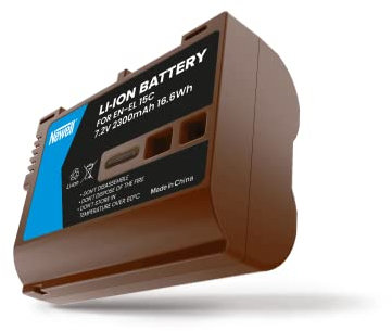 Newell USB-C onboard recharge replacement for Nikon EN-EL15C (2300mAh) - NO CHARGER NEEDED, PLUG DIRECT TO THE BATTERY -Compatible with Nikon D810, D850, D7200, D7500, Z5, Z6, Z7, Z6II, Z7II and more