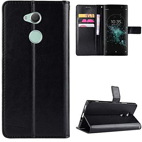 Kukoufey Hülle für Sony Xperia XA2 - Schutzhülle aus Leder in Schwarz für Sony Xperia XA2 (H3113, H3123, H3133, H4113, H4133)
