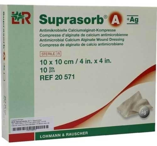 SUPRASORB A+Ag Antimik.Cal.Alginat Kompr.10x10 cm 10 St