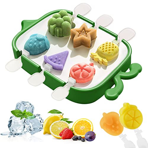 WEVOL 6 Pièces Mini Moule a Glace en Silicone sans Bpa, Moule à Glace avec Batonnet Reutilisable Facile à Libérer Fait à la Maison DIY Popsicle pour les Enfants, Bebe