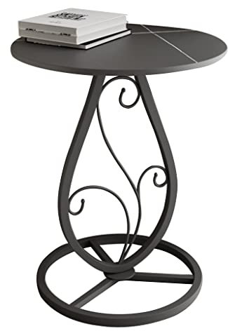 KITCISSL Nachtkästchen Modern Beistelltisch Rund Table, Beistelltisch Rund Outdoor Wohnzimmer Living Style Stylischer Nachtschrank Ecktisch Nachttische für Balkon Terrasse Büro (Color : Black A)