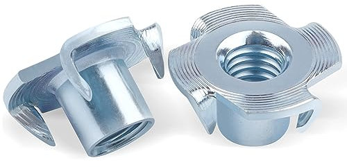 Jeboler Einschlagmuttern M4 X 8MM 50 Stk, Schlagmuttern Kohlenstoffstahl mit 4 Einschlagspitzen für Holz Kunststoff (DIN 6930 / ISO 6930g)