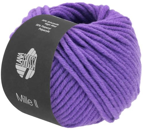 LANA GROSSA Mille II | Strapazierfähiges Mischgarn mit Merinowolle, waschmaschinenfest | Handstrickgarn aus 50% Schurwolle & 50% Acryl | 50g Wolle zum Stricken & Häkeln | 55m Garn FB159