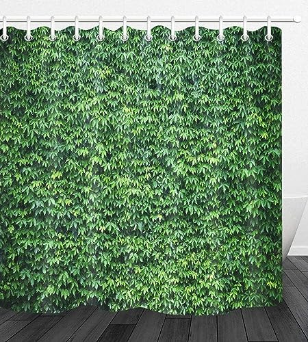 Tizhweqo Duschvorhang 120x180 Efeu Duschvorhang Grüne Blätter Badezimmer Vorhang Antischimmel Wasserdicht 3D Effekt Duschvorhänge Textil Polyester Stoff für Badewannen mit Haken