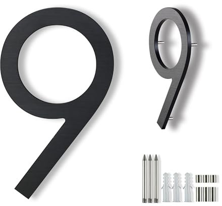 numero civico metallo nero 20cm, numero civico esterno moderno, numeri civici esterni grandi, numero di casa,numero civico in Alluminio nero opaco 9