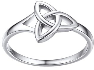 Bestyle Weißgold Triquetra Knot Fingerring Toe Ehering Verlobungsring Silber 925 Traditionellen Keltischen Liebesknoten Ring Damen Schmuck Accessoire Ringgröße 67