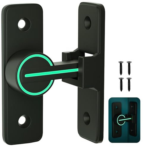 Palmcee Sliding Door Kit, 90° Heavy Duty Latch Hook Door Lock, Zinc Alloy Luminous Gate Gate Latch, Hotel Door Lock Travel Safety, Bathroom Lock with Door Bolt Door Catch for Bathroom Window