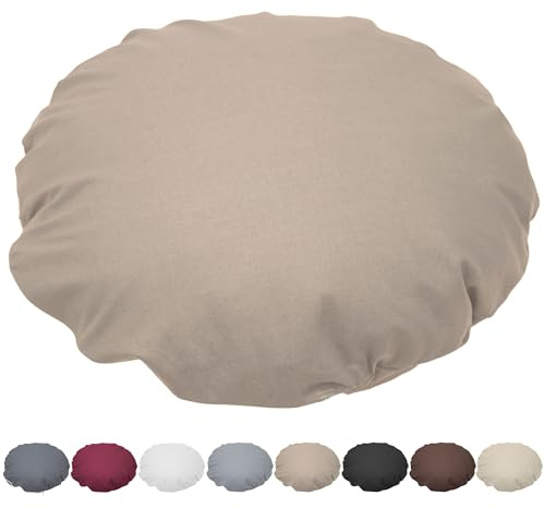 Nurtextil24 Kissen Rund 30cm Ø Durchmesser Graubraun Sitzkissen Dekokissen | Rundkissen 100 % Baumwolle mit Reißverschluss - Verwendung als Bodenkissen, Stuhlkissen, Sofakissen, Kopfkissen - Waschbar