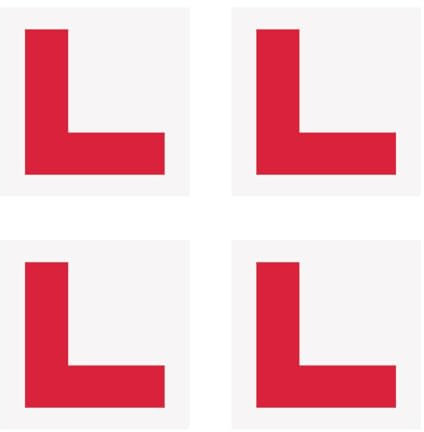 Tabanzhe 4 PCS L Plates Stickers,Self Adhesive Waterproof L Plate for Car Motorcycle,L Stickers Learner Sign for New Car Internship Driver