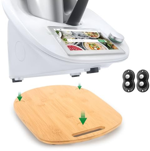 Tabla deslizante para Thermomix TM6 TM5 – 360 ° ruedas universales tabla de ruedas para robot de cocina Thermomix Vorwerk base de bambú TM5 TM6 accesorios tabla de desplazamiento rápido con pies de
