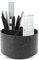 Czzmy Rotation range télécommande,Circulaire Support de télécommande en PU Cuir avec 4 Compartiments,Organisateur de bureau multifonction pour TV telecommande,Lunettes,Crayons(1-Gravure noire)