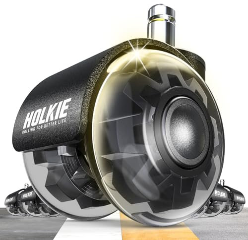 HOLKIE Bürostuhl Rollen 10mm geeignet für 1KEA 5er Set Schwarz Gummi Rollen für Bürostühle Schreibtischstuh mit Doppelrädern Stuhlrollen für Parkett Geeignet Harte Böden Leises & Sanftes Gleiten