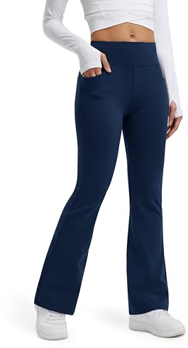 Libin Womens Fleece Lined Flared Leggings Thermal Trousers | High Waisted Water Resistant Yoga Warm Winter Bootcut Trousers Hiking Walking Gym Waterproof Pants with Pockets
