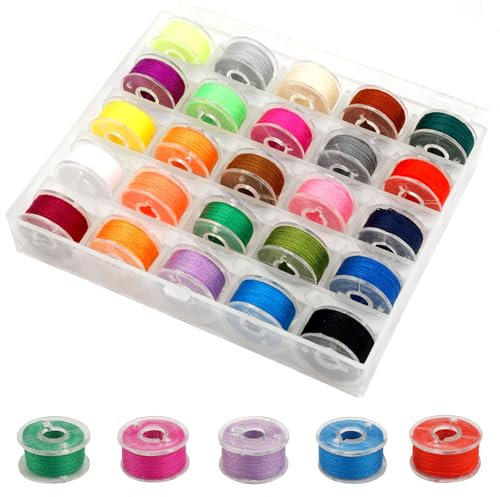 25 rotoli bobina di filo per lattina macchina da cucire, filo cucito di colori, bobine per macchina da cucire con scatola di stoccaggio