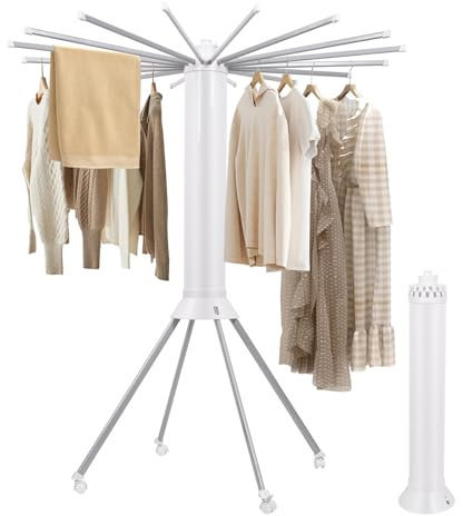 Sinbide Tendedero Radial, Octopus Radial, Plegable Tendedero cilíndrico con Rueda Universal, 16 Varillas secas expandibles, para Interiores y Exteriores Balcon (B)