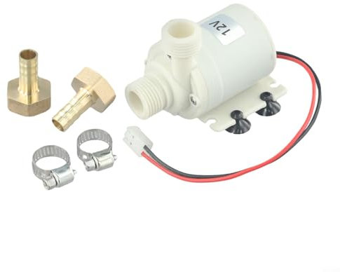 Alanmoship Bomba solar silenciosa de la circulación de la agua caliente de 12V DC, construcción de latón de la cabeza del flujo de 8L/Min con los acopladores de latón para los sistemas de calefacción