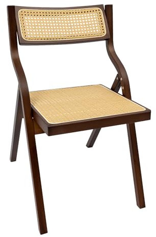 Vintage Klappstuhl Rattan Holzklappstuhl Holzstuhl Bambus Rückenlehne Klappbarer bis 75-100kg für Zuhause Balkon Draußen