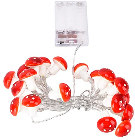 LED-Lichterkette, 2,1 M, 20 Rote Pilze, LED-Lichterkette, für Drinnen und Draußen, Weihnachtsdekoration