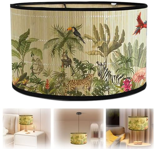 Yunlaishaocer Gewebtes Lampenschirm,30x20CM lampenschirme Hängelampe, Abnehmbarer Lampenschirm für Tischlampe mit Antikem Aufdruck, Stehlampe, Nachttisch lampenschirme,LampenschirmStehlampe Retro(C)