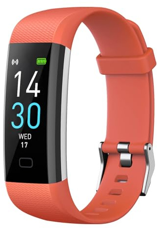 RORIOS Sports Smart Bracelet pour Hommes Femmes Tracker D’activité Band IP68 Étanche 16 Modes Sportifs Fitness Connectée Montre Orange